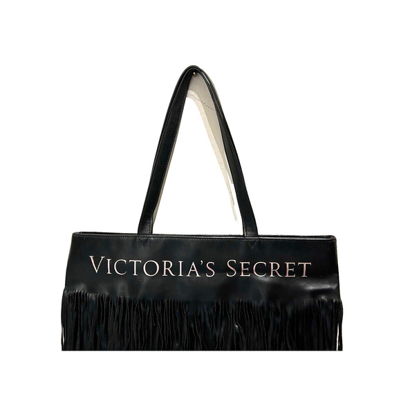 Women’s Victoria’s Secret Black Faux Leather Bohemian Fringe Limited Tote bag - Picture 4 of 9